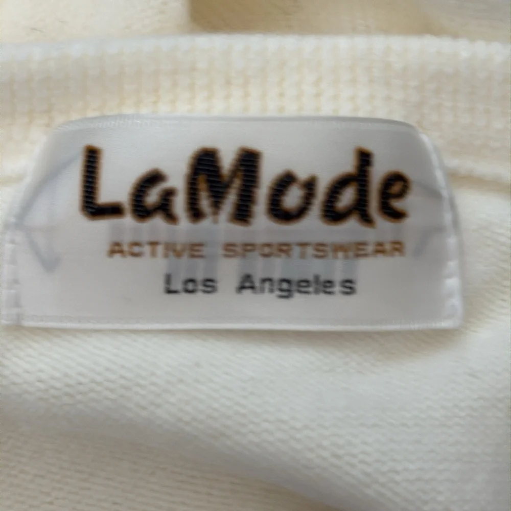 Vintage 80s La Mode American Golf Cream V-neck Cashmerlon Acrylic Sweater